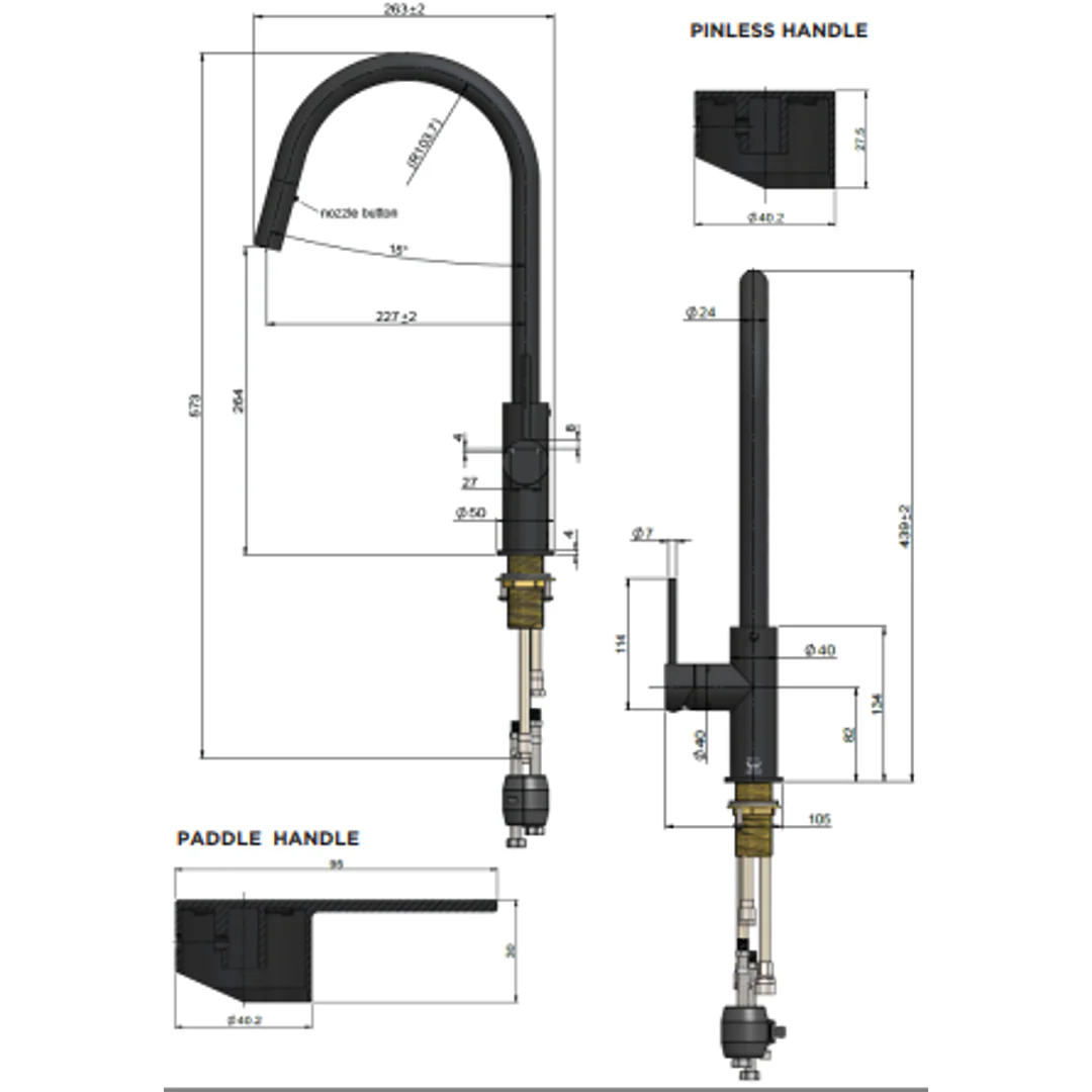 Meir Round Pinless Piccola Pull Out Kitchen Mixer Tap Lustre Bronze - Image 2