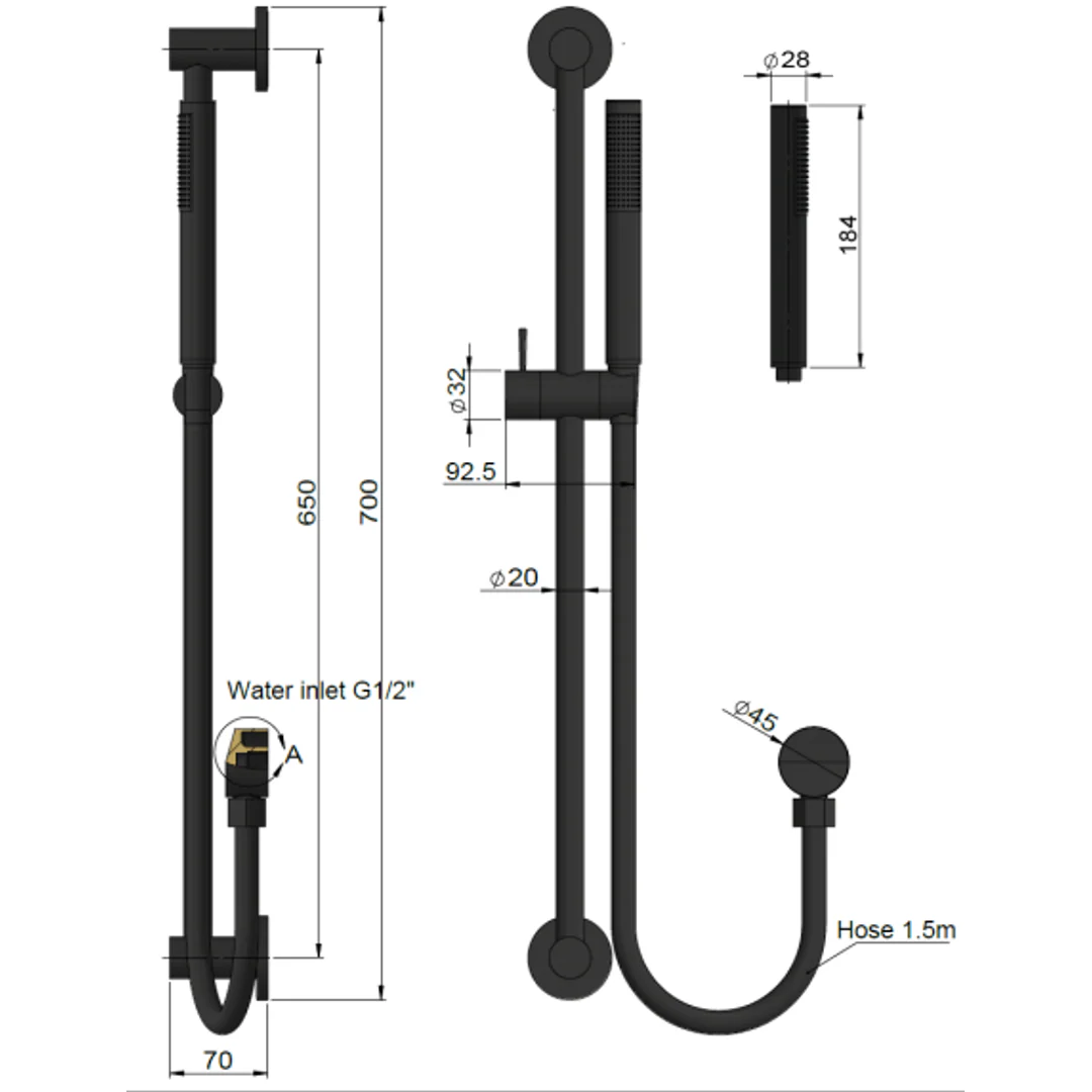 Meir Round Hand Shower On Rail Column Tiger Bronze - Image 3