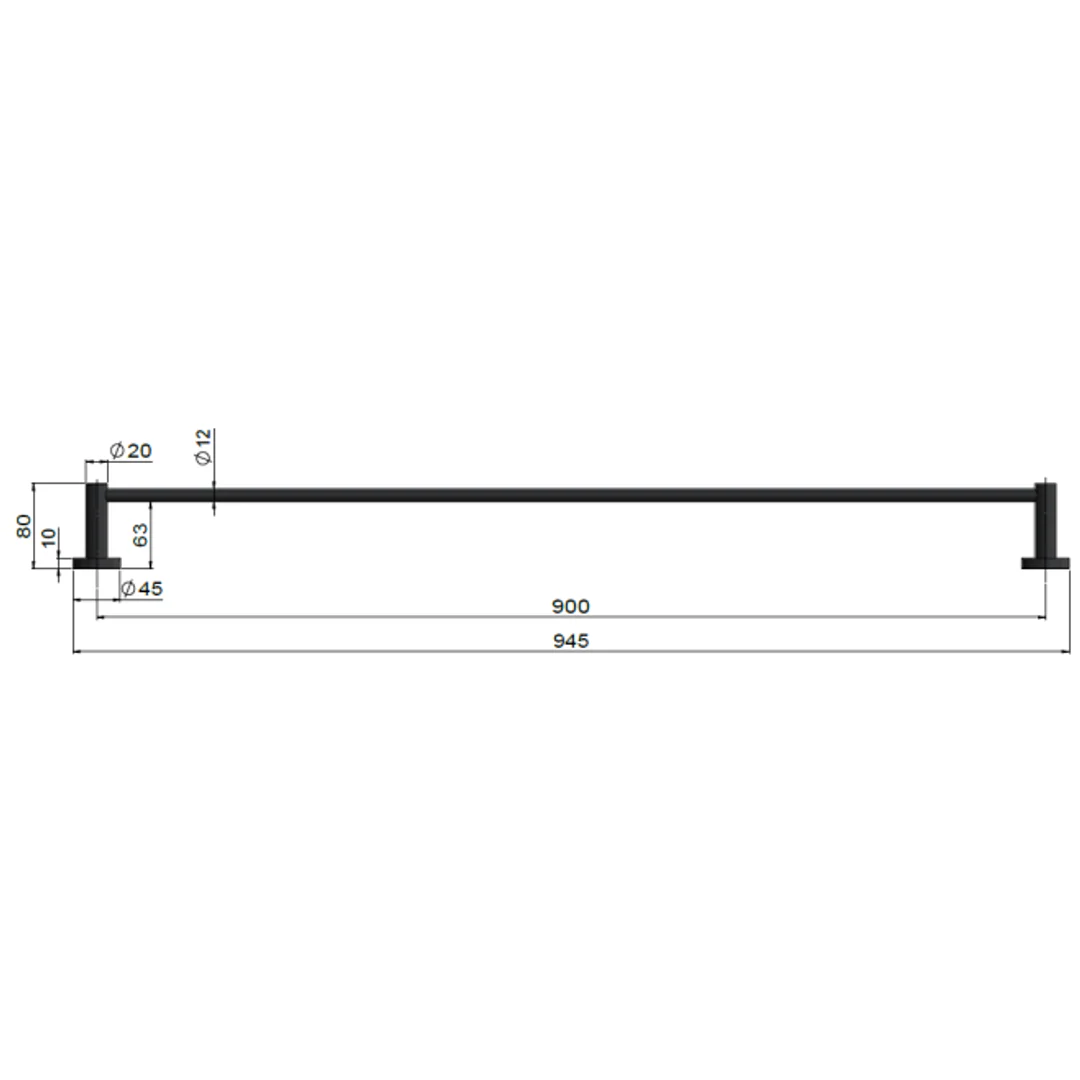 Meir Round Single Towel Rail 900Mm Shadow - Image 2