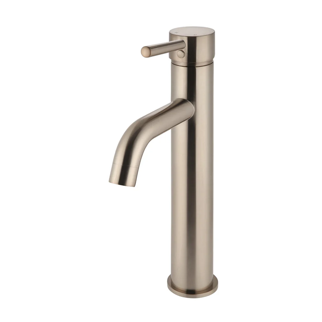 Meir Round Tall Curved Basin Mixer Champagne - Image 2