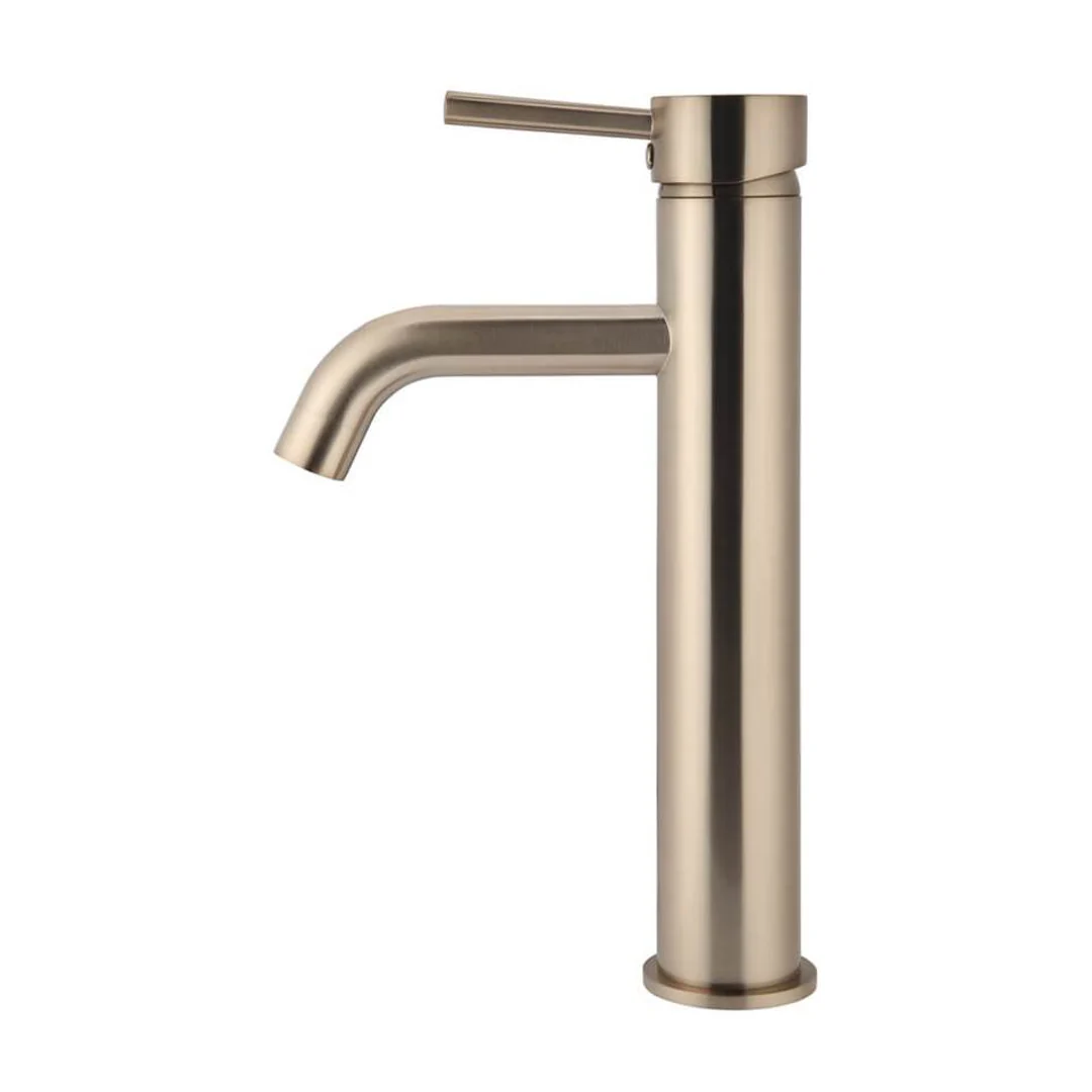 Meir Round Tall Curved Basin Mixer Champagne - Image 4