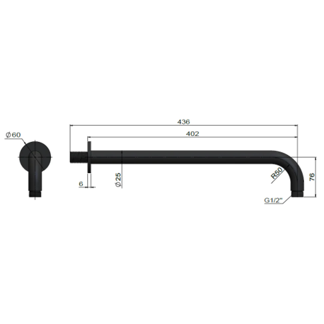 Meir Round Wall Shower Curved Arm 400Mm Lustre Bronze - Image 2