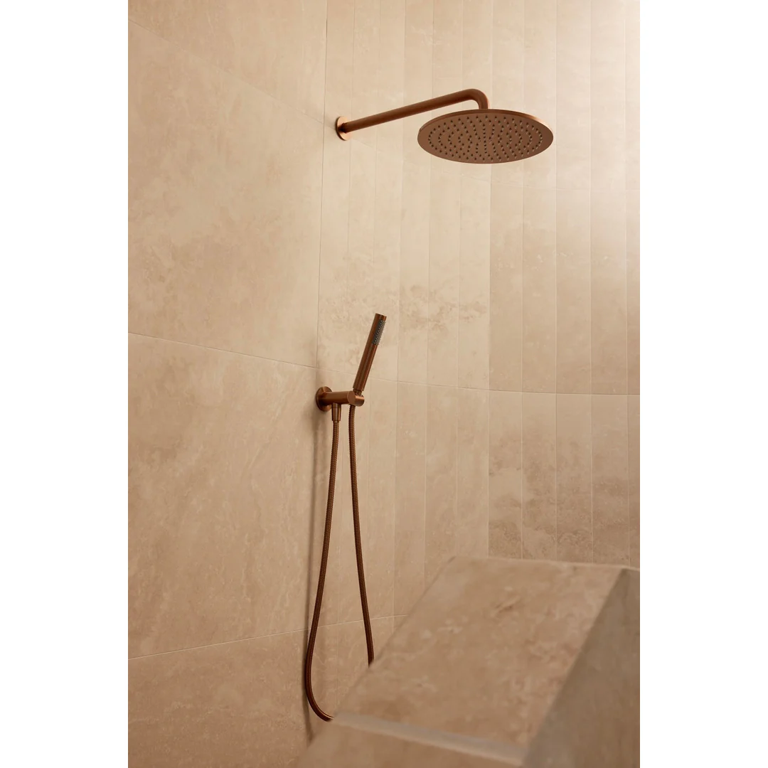 Meir Round Wall Shower Curved Arm 400Mm Lustre Bronze - Image 4