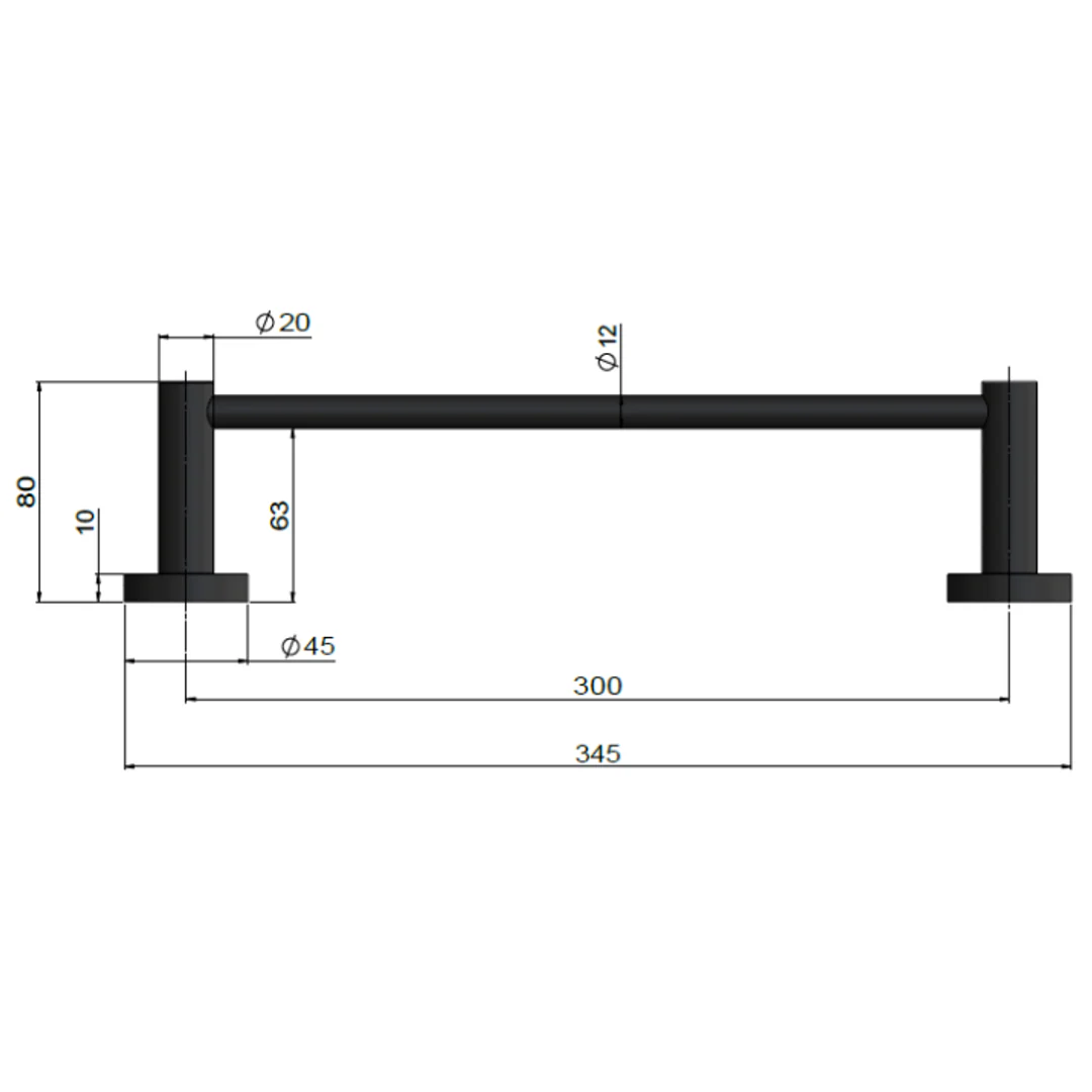 Meir Single Towel Rail 300Mm Tiger Bronze - Image 2