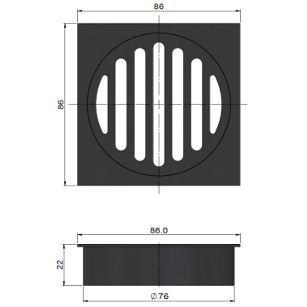Meir Square Floor Grate Shower Drain 80Mm Outlet Matte Black - Image 3