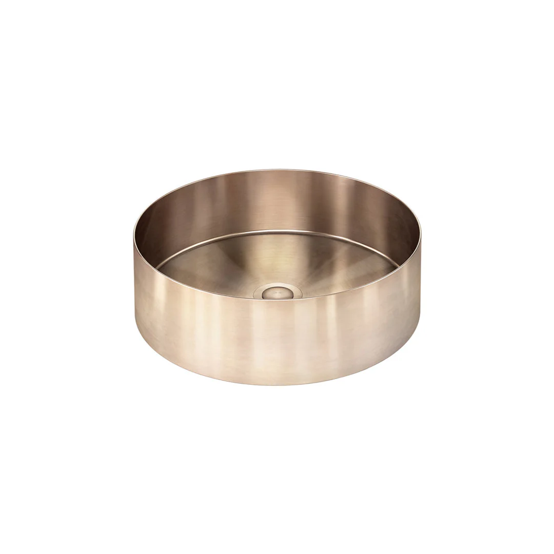Meir Steel Round Bathroom Basin 380 X 110 Pvd Champagne