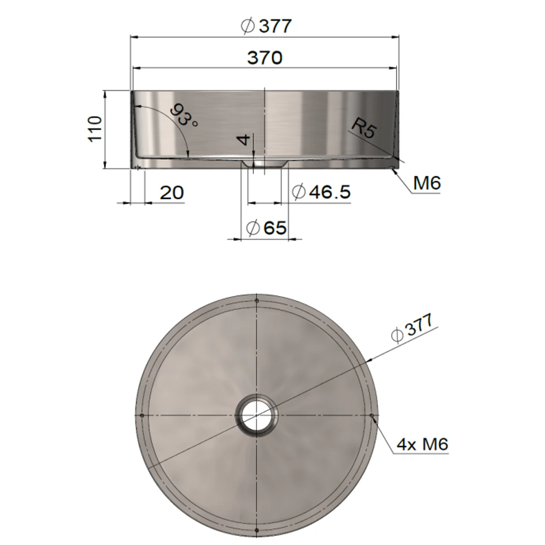 Meir Steel Round Bathroom Basin 380 X 110 Pvd Champagne - Image 2