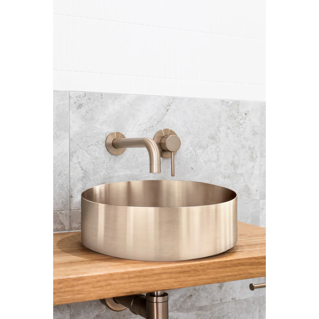 Meir Steel Round Bathroom Basin 380 X 110 Pvd Champagne - Image 5