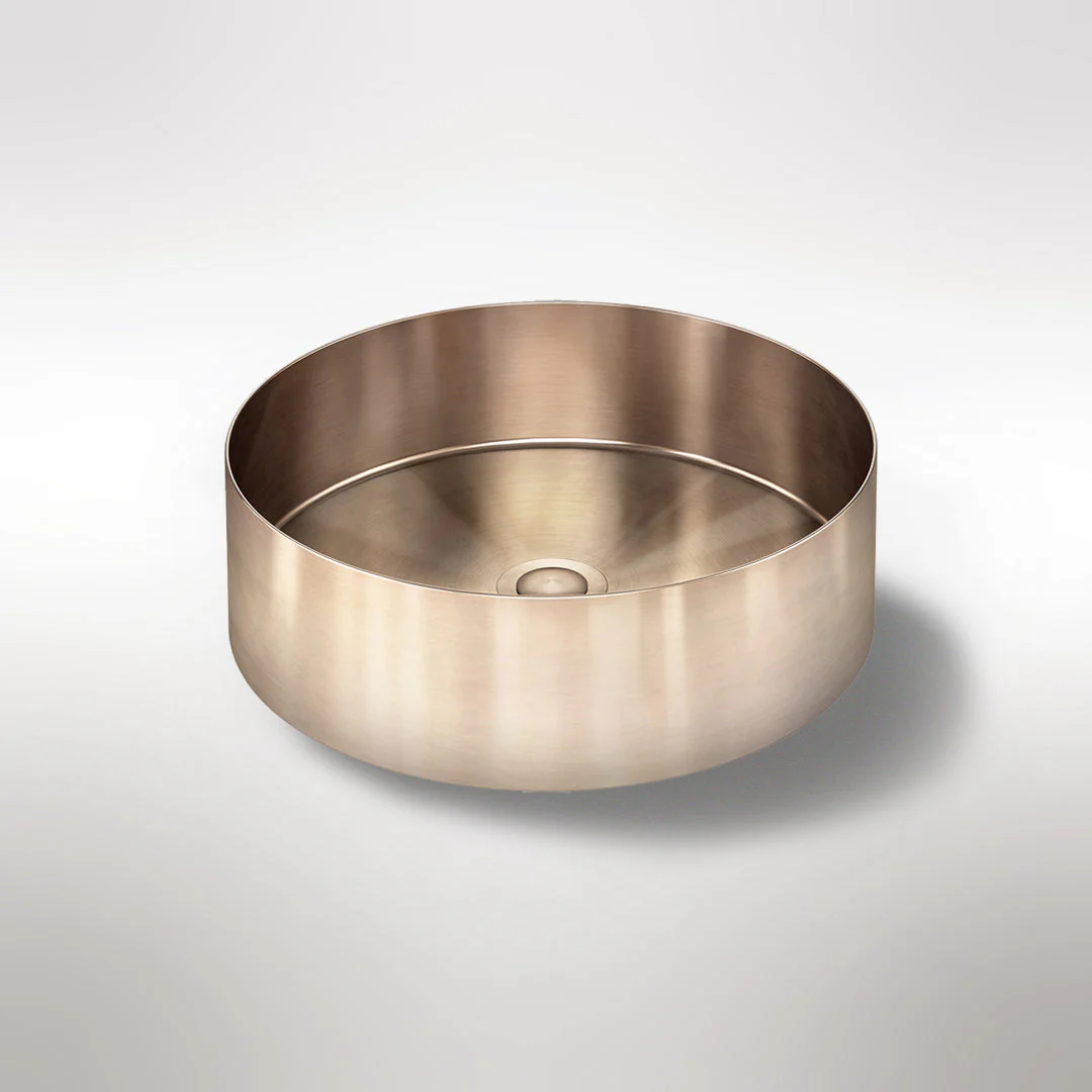 Meir Steel Round Bathroom Basin 380 X 110 Pvd Champagne - Image 6