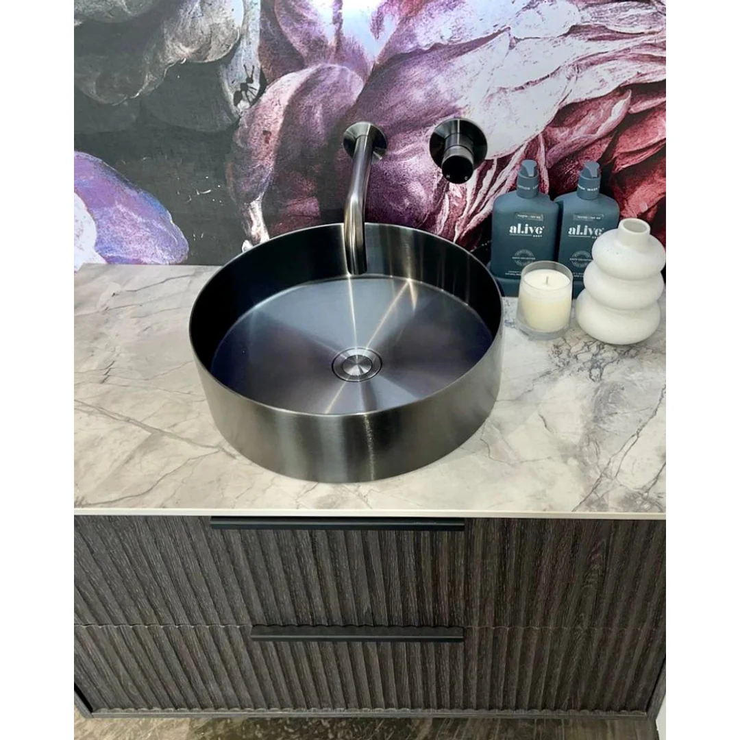 Meir Steel Round Bathroom Basin 380 X 110 Shadow - Image 5