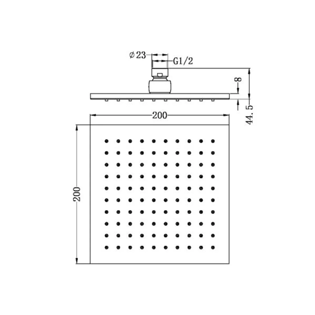 Nero 200Mm Square Shower Head Chrome - Image 3