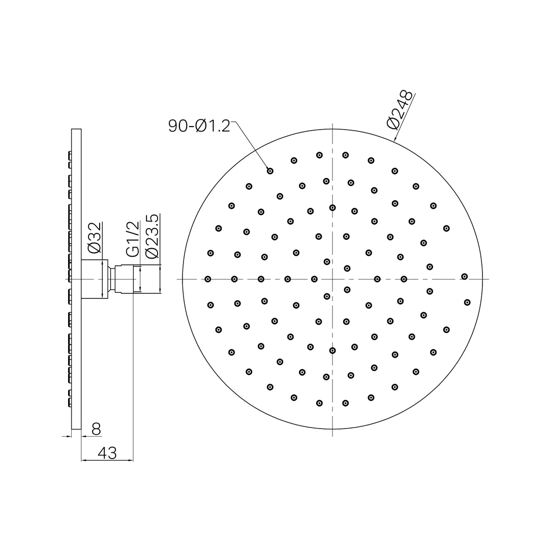 Nero 250Mm Round Metal Shower Head Ii Brushed Nickel - Image 2