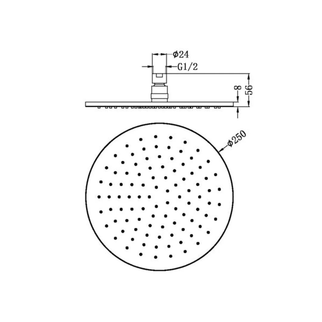 Nero 250Mm Round Shower Head Brushed Nickel - Image 3