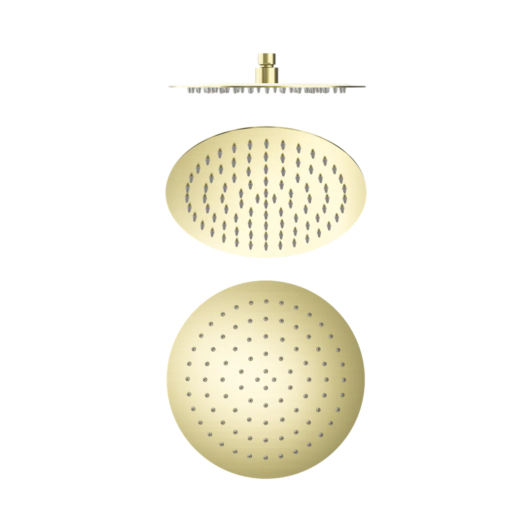 Nero 250Mm Round Stainless Steel Shower Head 4 Star Rating Brushed Gold