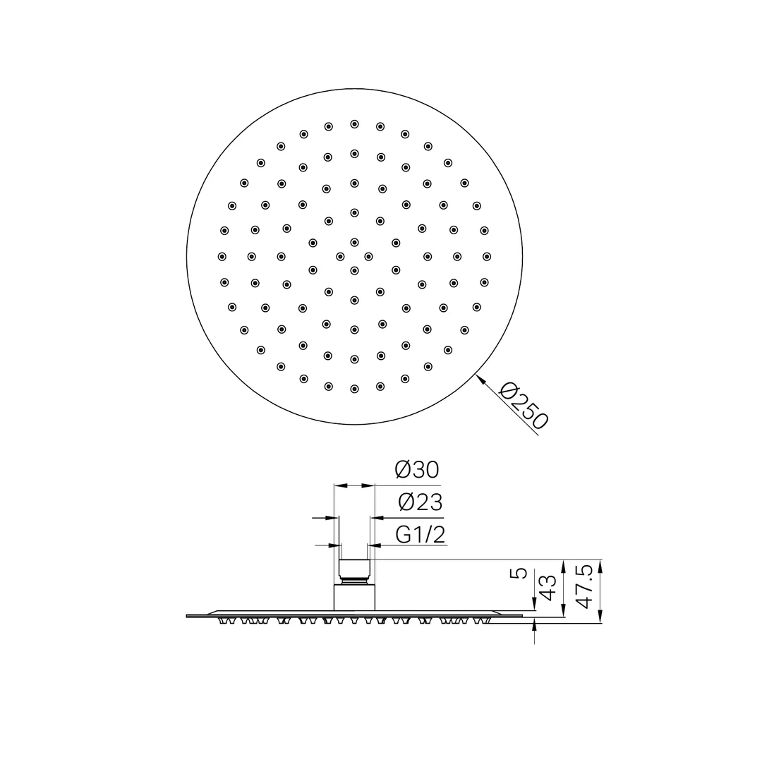 Nero 250Mm Round Stainless Steel Shower Head 4 Star Rating Brushed Gold - Image 2