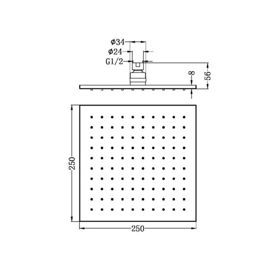 Nero 250Mm Square Shower Head Matt Black - Image 3