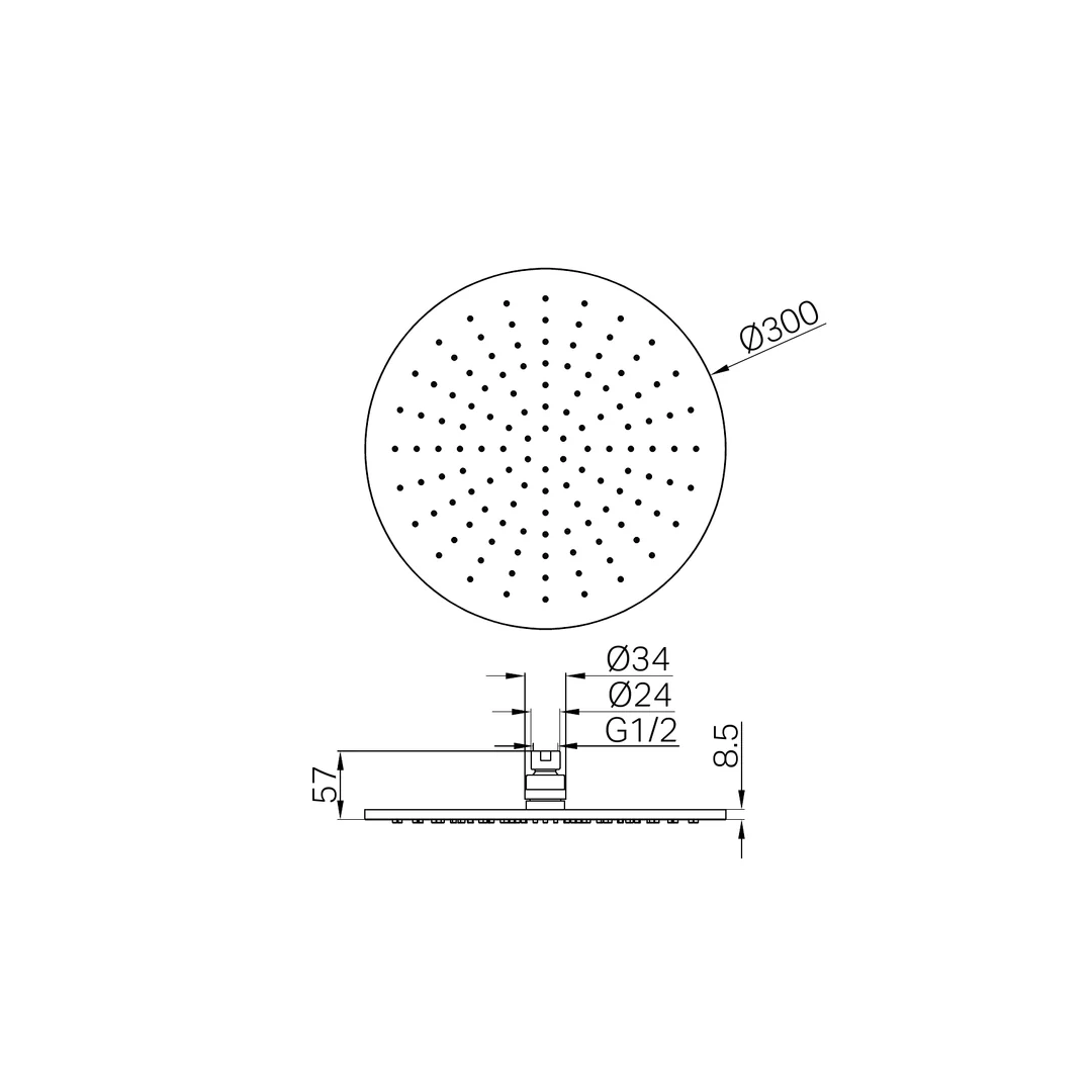 Nero 300Mm Round Shower Head Graphite - Image 2
