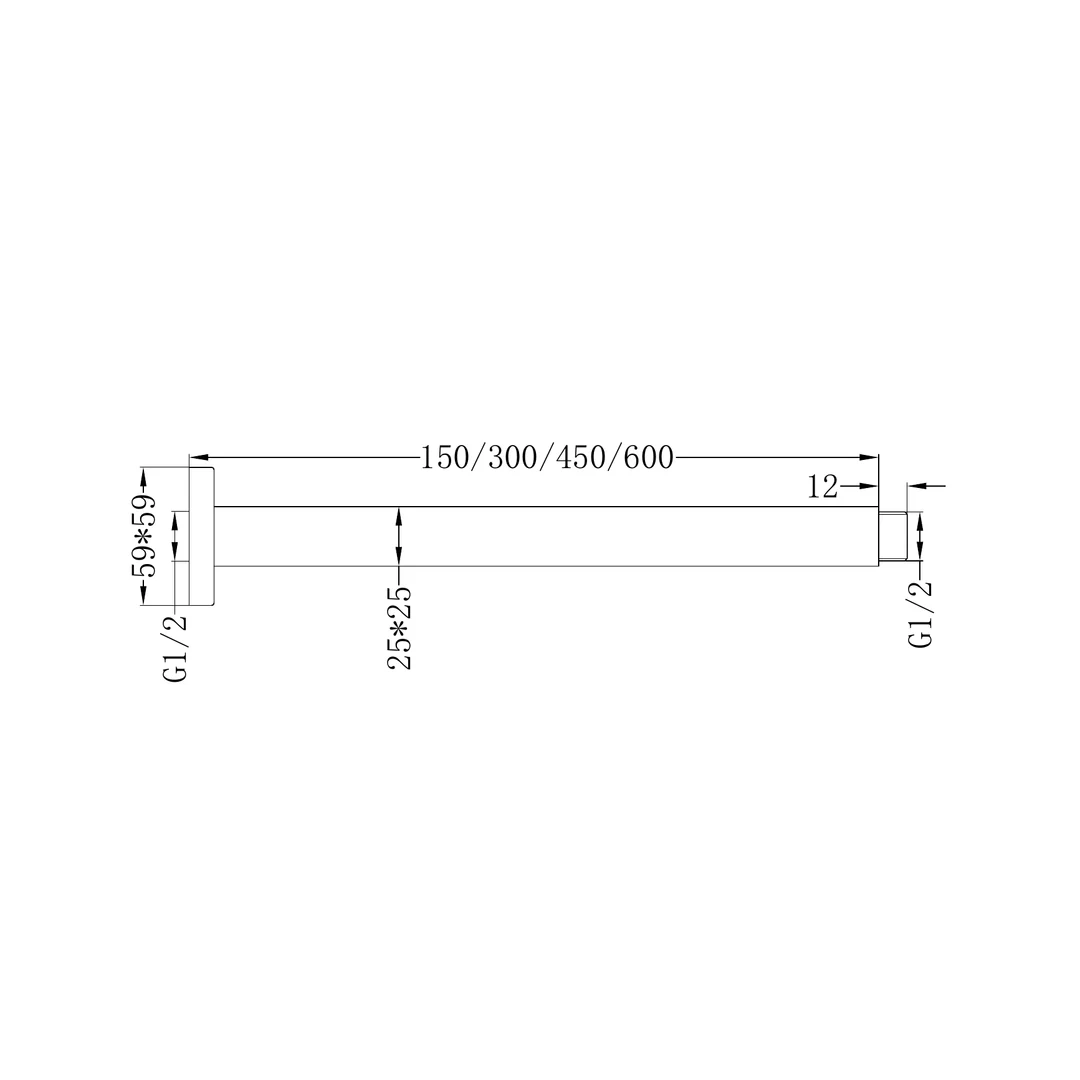 Nero 600Mm Square Ceiling Arm Chrome - Image 3