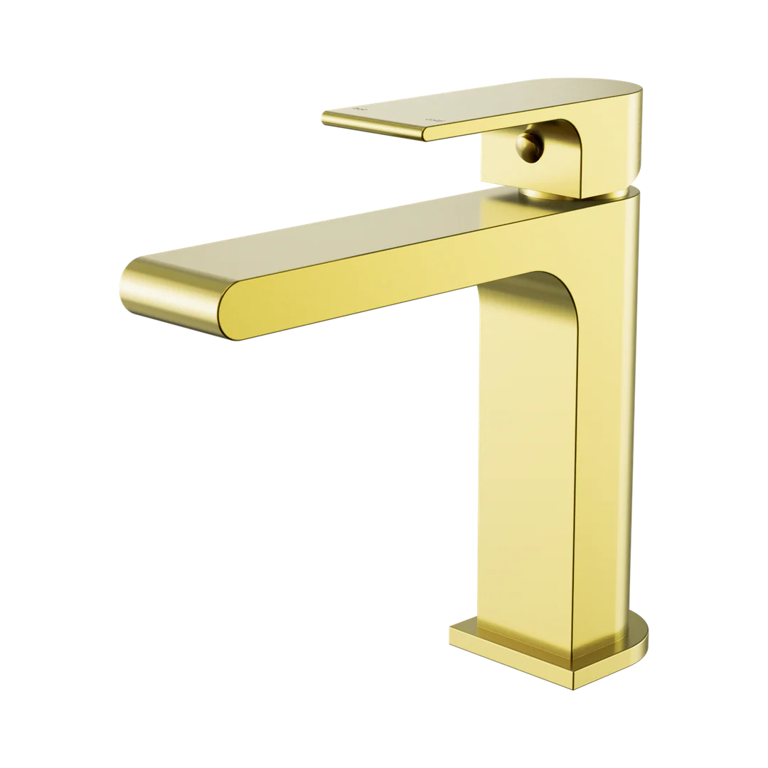 Nero Bianca Basin Mixer Straight Spout Brushed Gold