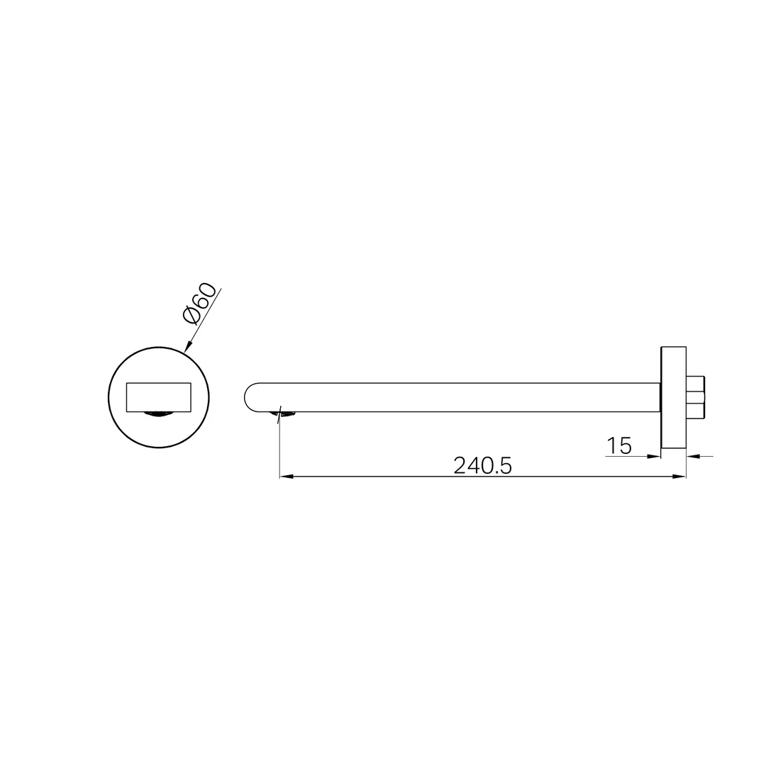 Nero Bianca Fixed Bath Spout Only 240Mm Gun Metal - Image 2