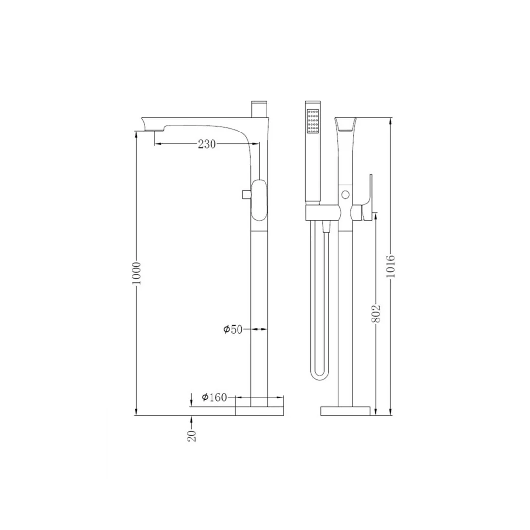 Nero Bianca Floor Standing Bath Mixer Chrome - Image 6