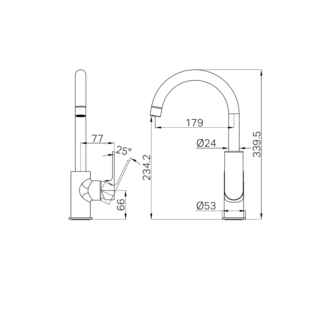 Nero Bianca Kitchen Mixer Gooseneck Spout Matte Black - Image 2