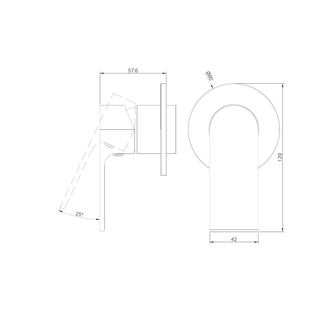Nero Bianca Shower Mixer 80Mm Plate Trim Kits Only Brushed Gold - Image 2