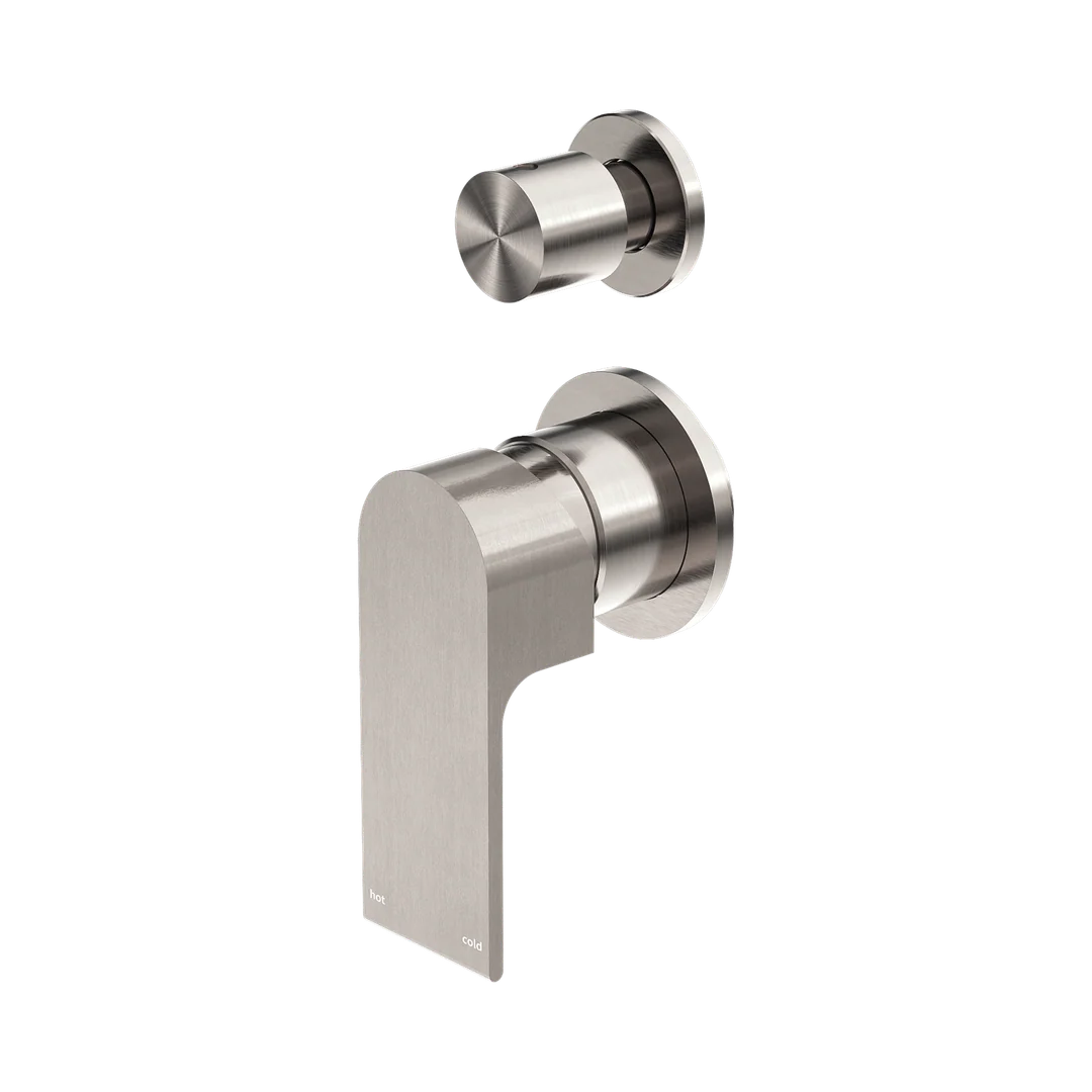 Nero Bianca Shower Mixer With Diverter Separate Back Plate Brushed Nickel