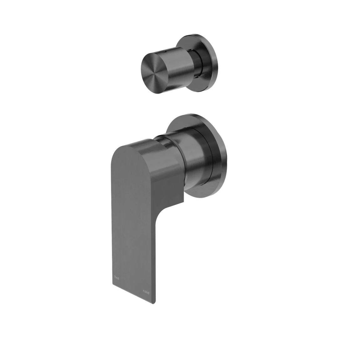 Nero Bianca Shower Mixer With Diverter Separate Back Plate Gun Metal