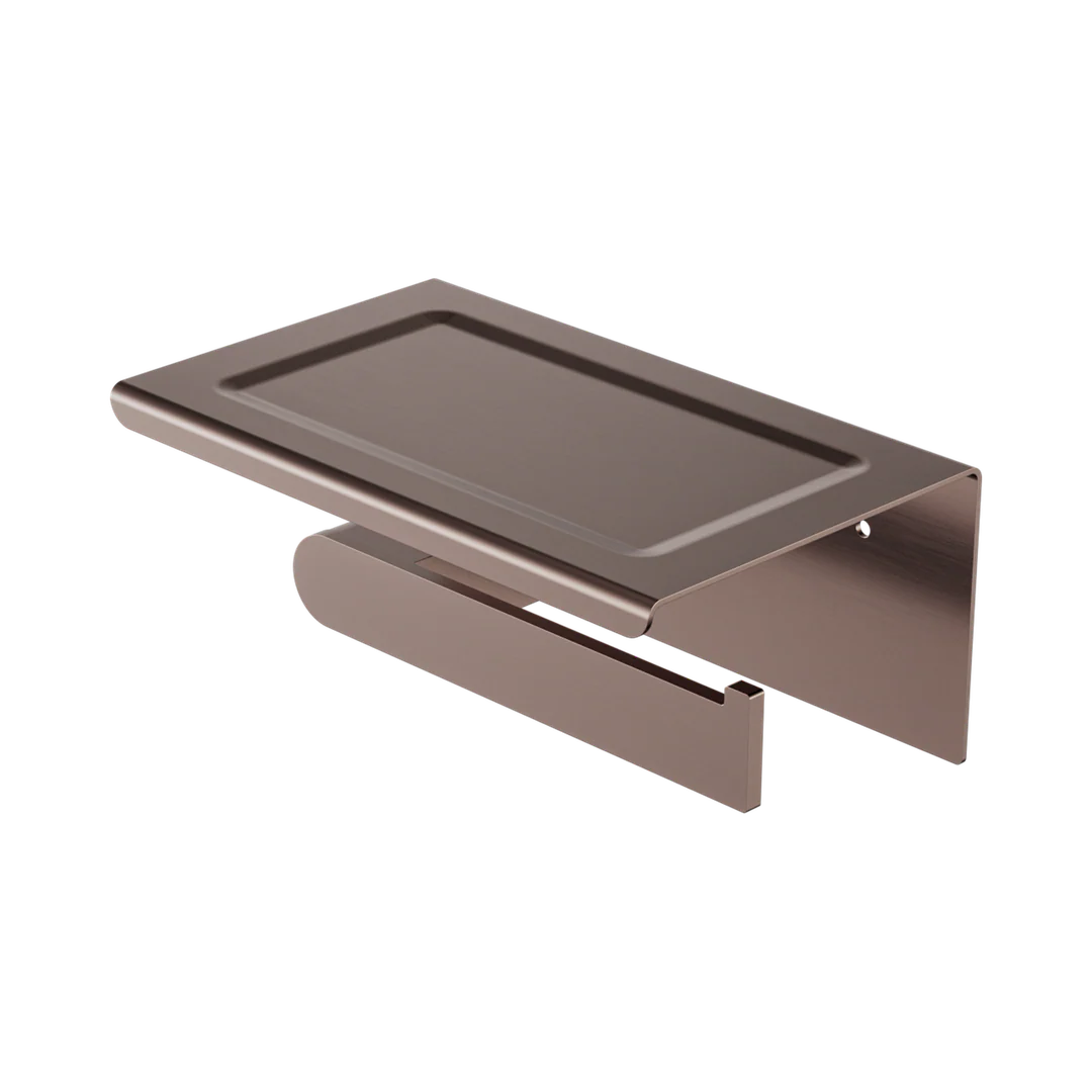 Nero Bianca Toilet Roll Holder With Phone Holder Brushed Bronze