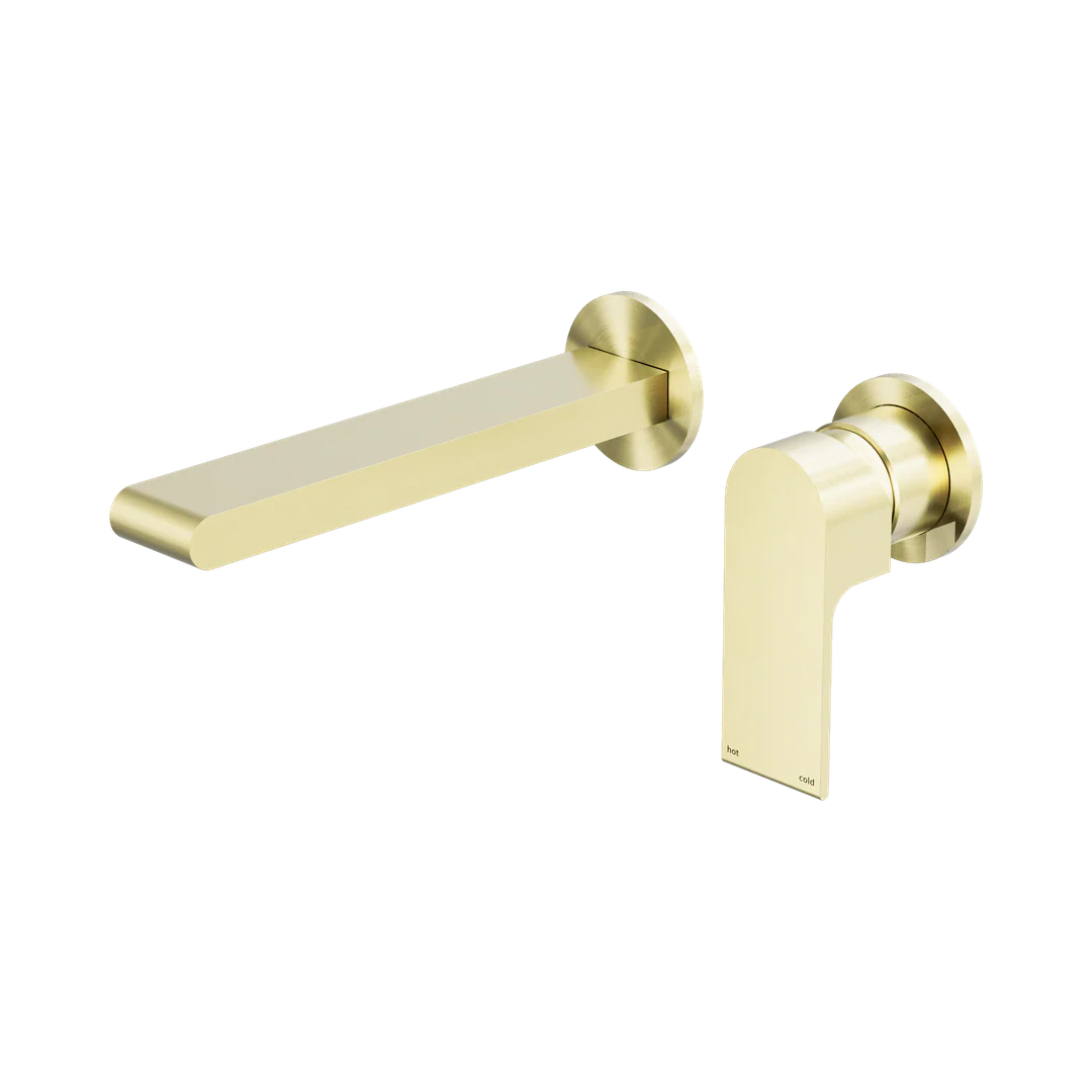 Nero Bianca Wall Basin/Bath Mixer Separate Back Plate 230Mm Brushed Gold