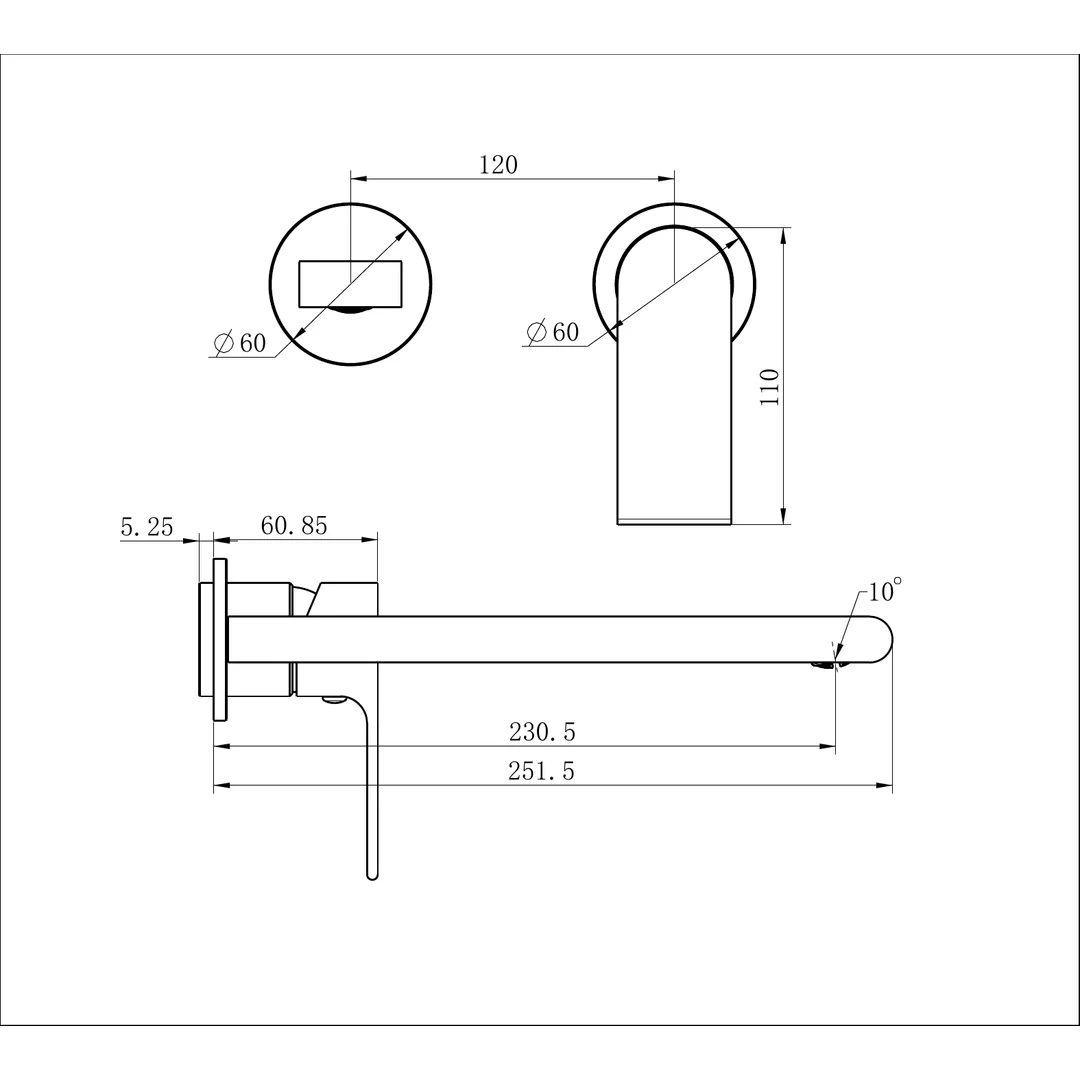 Nero Bianca Wall Basin/Bath Mixer Separate Back Plate 230Mm Trim Kits Only Chrome - Image 2