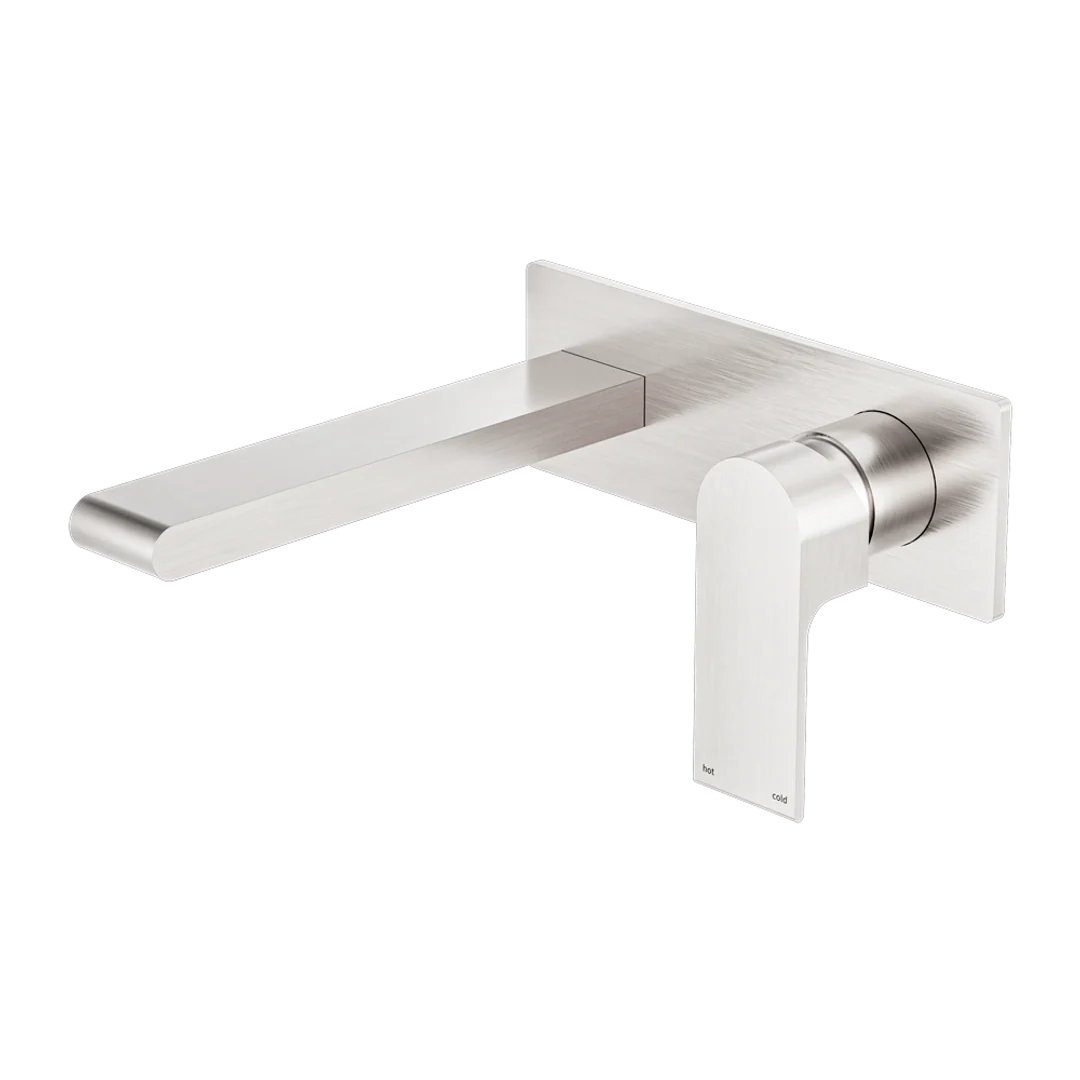 Nero Bianca Wall Basin Mixer Brushed Nickel - Image 4