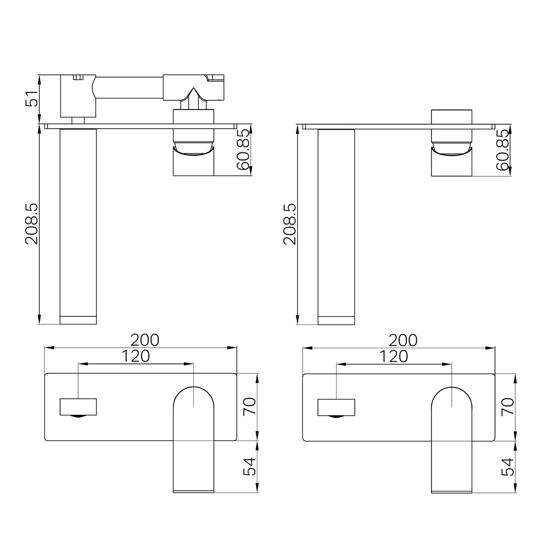 Nero Bianca Wall Basin Mixer Gun Metal Grey - Image 3