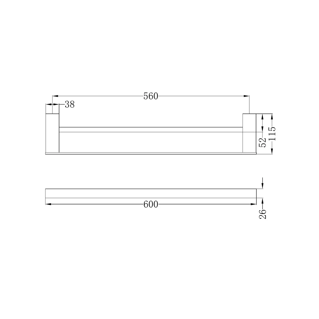 Nero Celia 600Mm Double Towel Rail Matt Black - Image 3