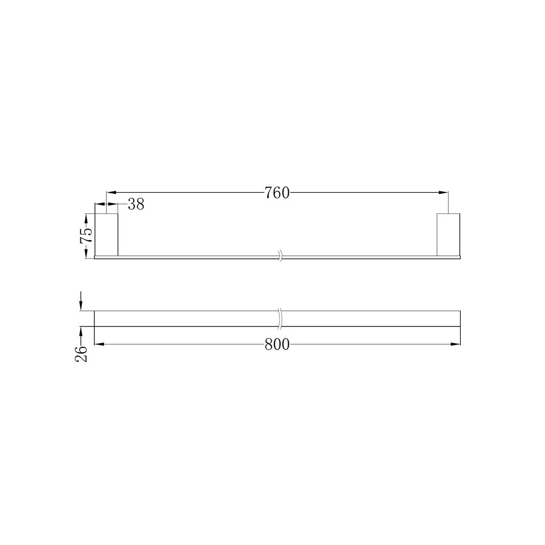 Nero Celia 800Mm Single Towel Rail Matt Black - Image 3