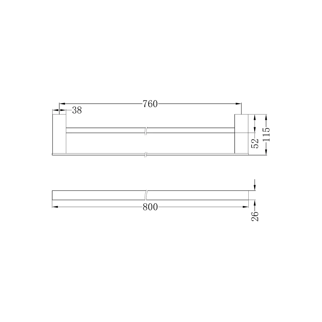 Nero Celia Double Towel Rail 800Mm Brushed Nickel - Image 2