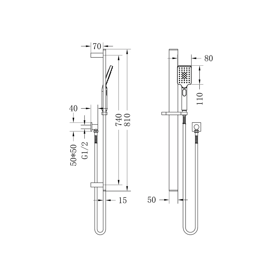 Nero Celia New Shower Rail Brushed Nickel - Image 3