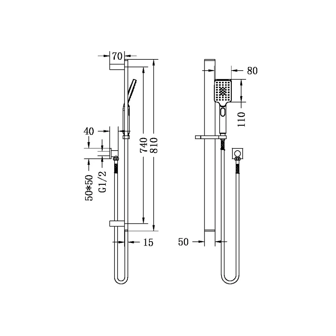 Nero Celia New Shower Rail Brushed Nickel - Image 5
