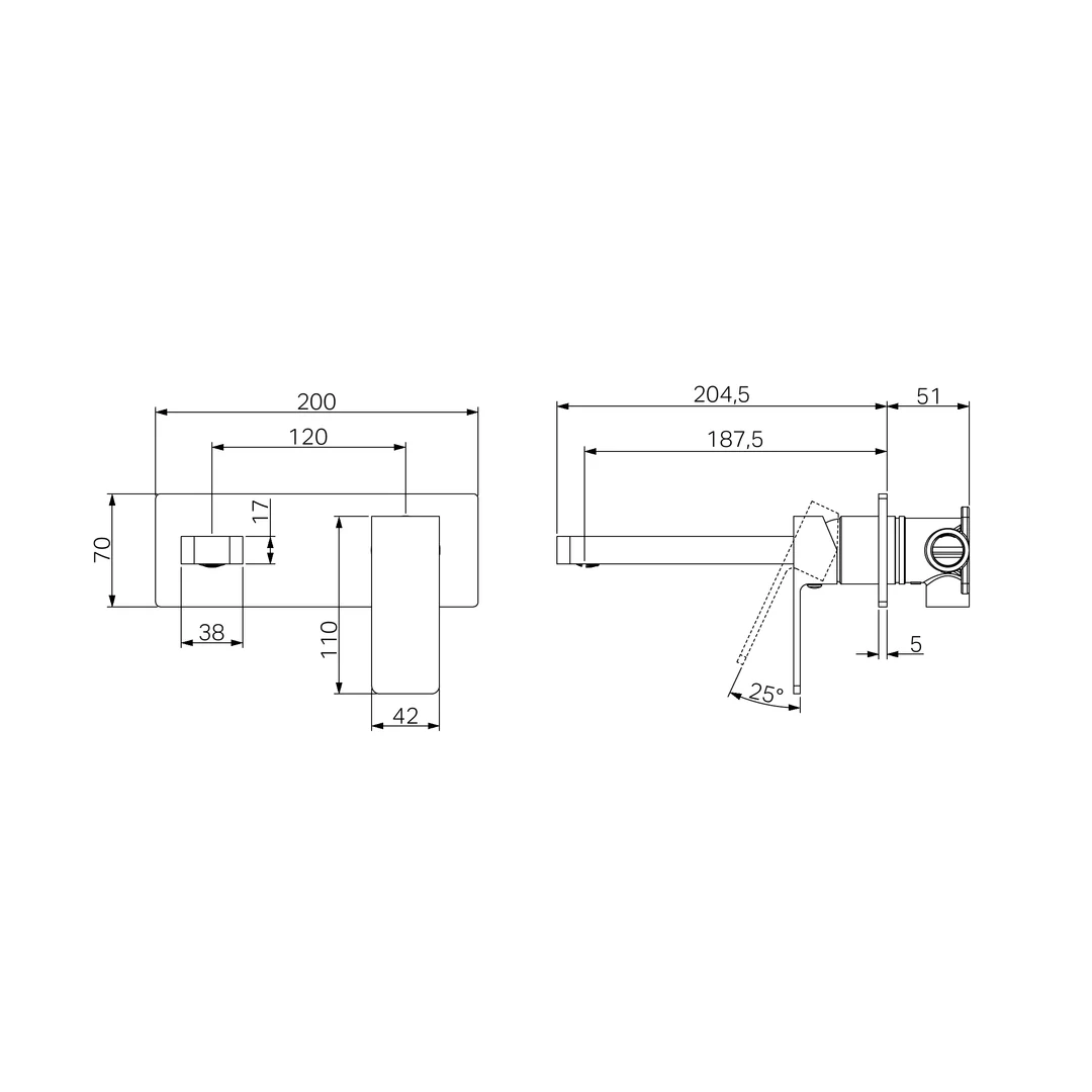 Nero Celia Wall Basin/Bath Mixer Chrome - Image 2