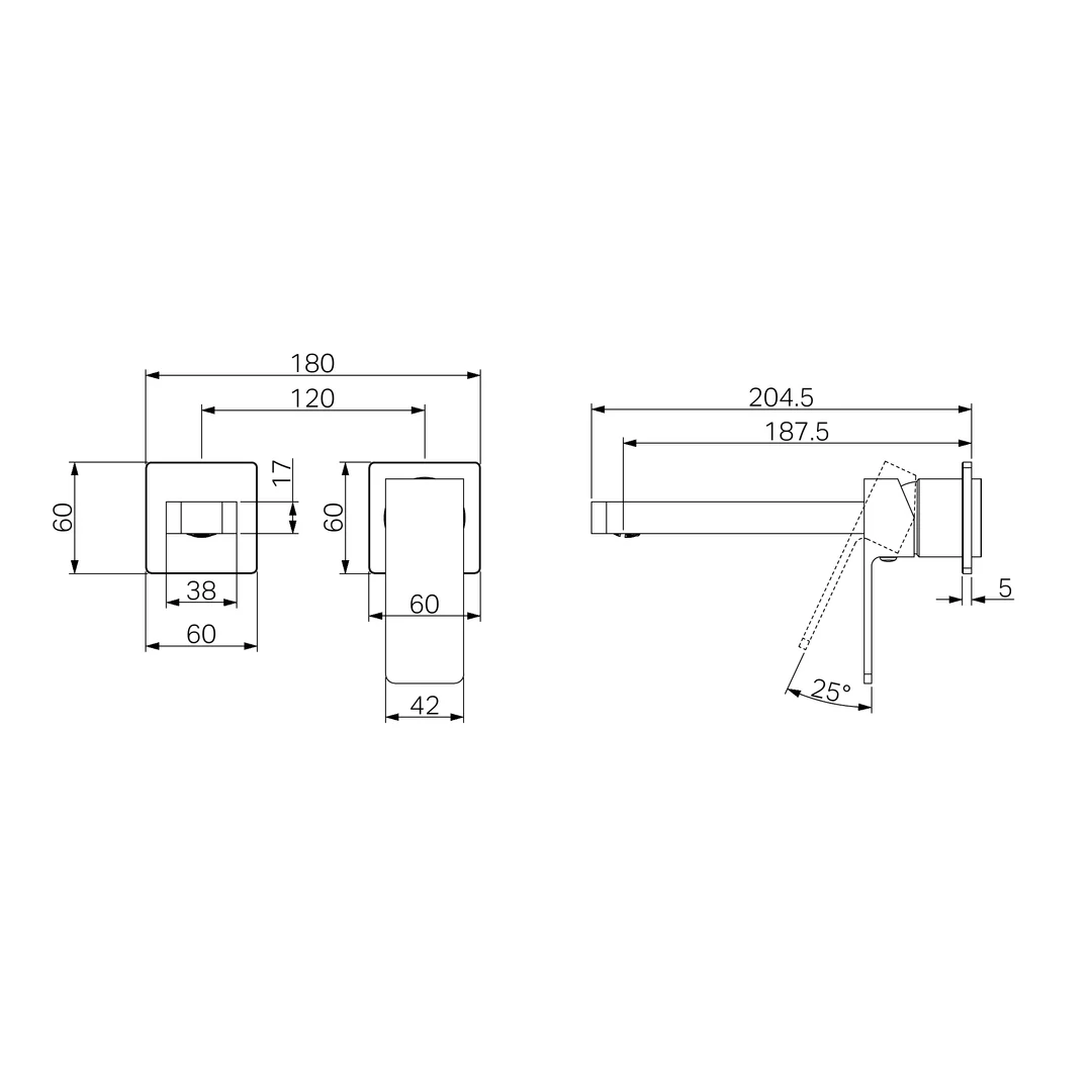 Nero Celia Wall Basin/Bath Mixer Separate Back Plate Trim Kits Only Matte Black - Image 2