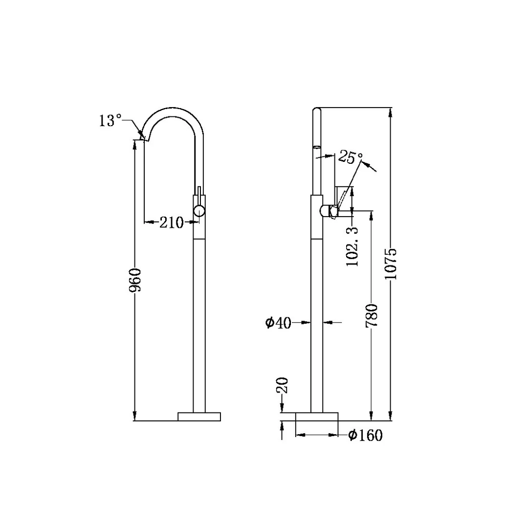 Nero Dolce Floormount Mixer Chrome - Image 5