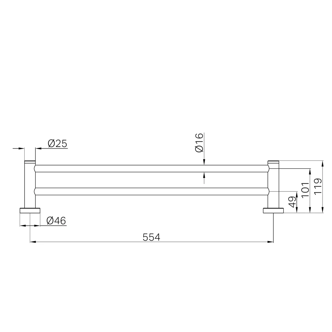 Nero Dolce Ii Double Towel Rail 600Mm Matte Black - Image 2