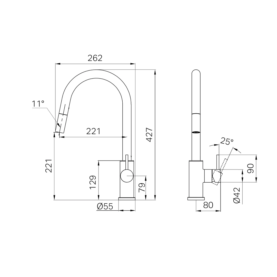 Nero Dolce Ii Pull Out Sink Mixer Gun Metal - Image 2