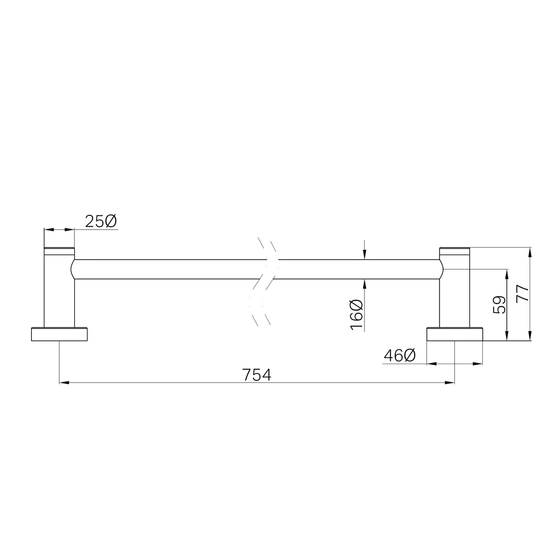 Nero Dolce Ii Single Towel Rail 800Mm Brushed Nickel - Image 2