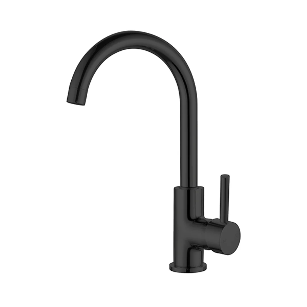 Nero Dolce Kitchen Mixer (Curved Spout) Matt Black - Image 2
