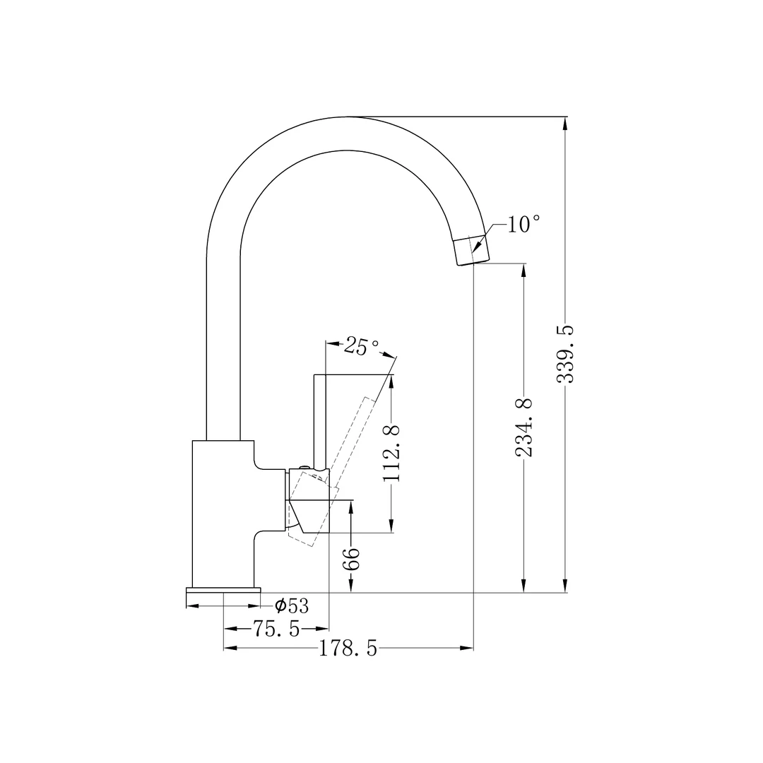 Nero Dolce Kitchen Mixer (Curved Spout) Matt Black - Image 3