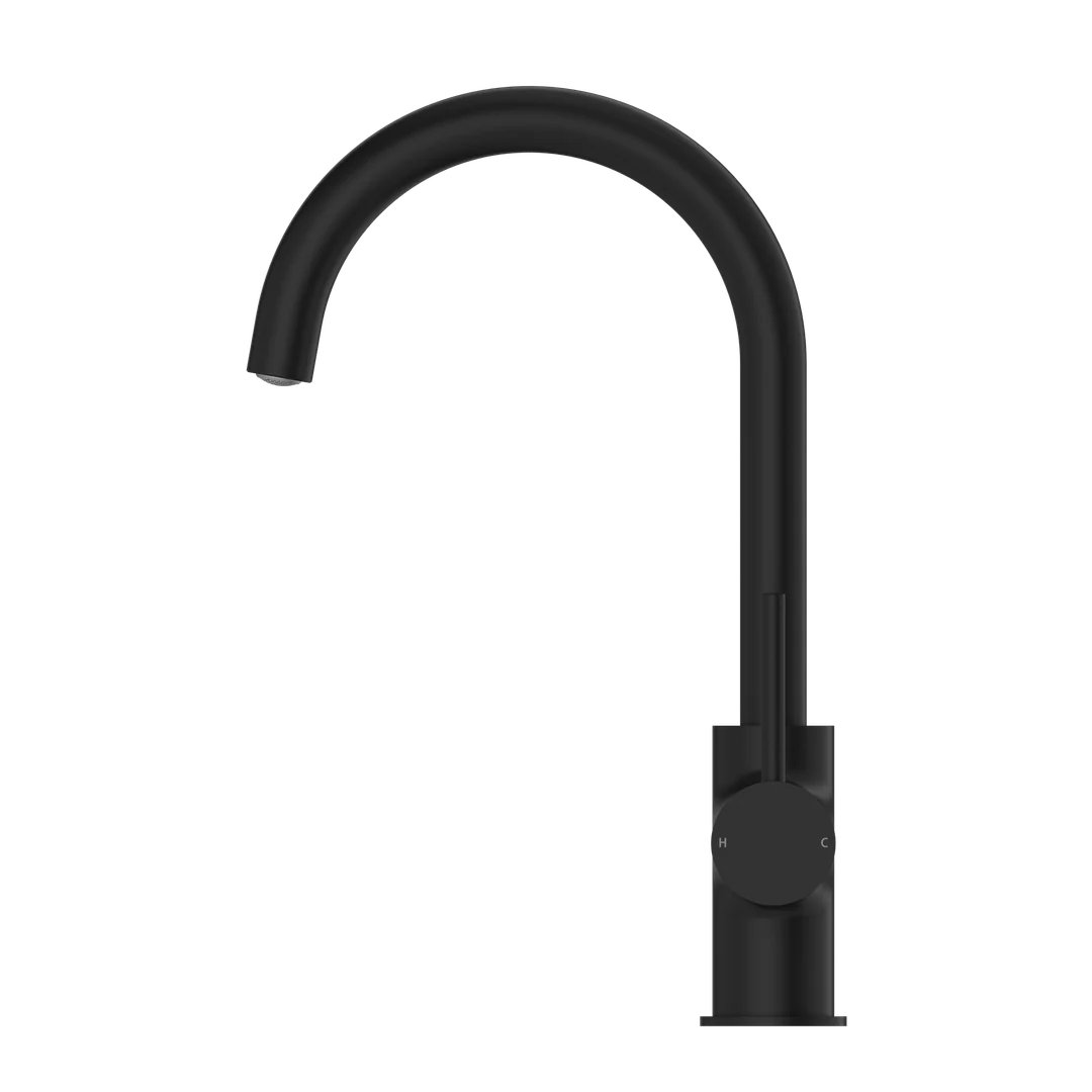 Nero Dolce Kitchen Mixer (Curved Spout) Matt Black - Image 5