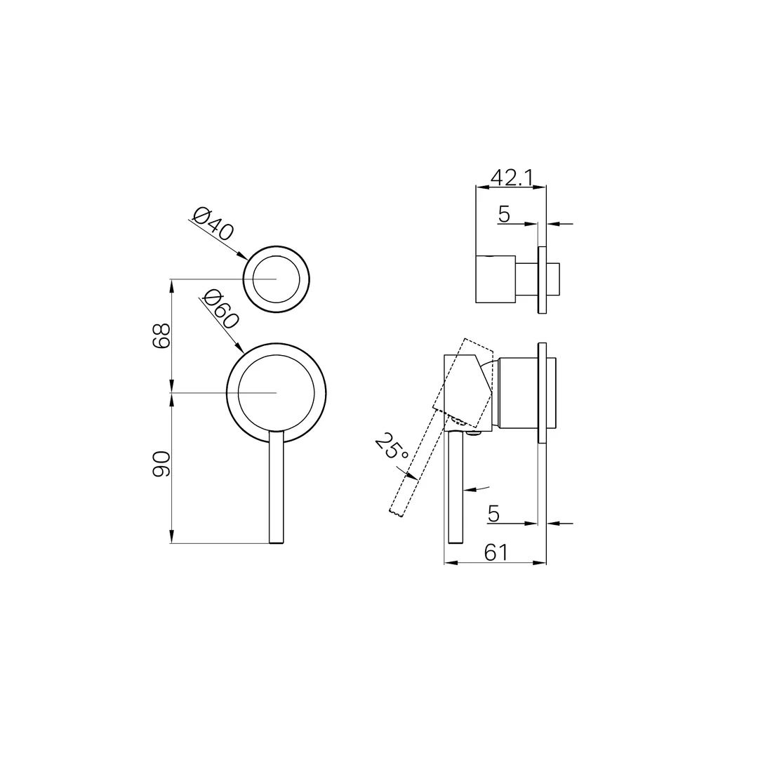 Nero Dolce Shower Mixer With Diverter Separate Back Plate Trim Kits Only Gun Metal - Image 2