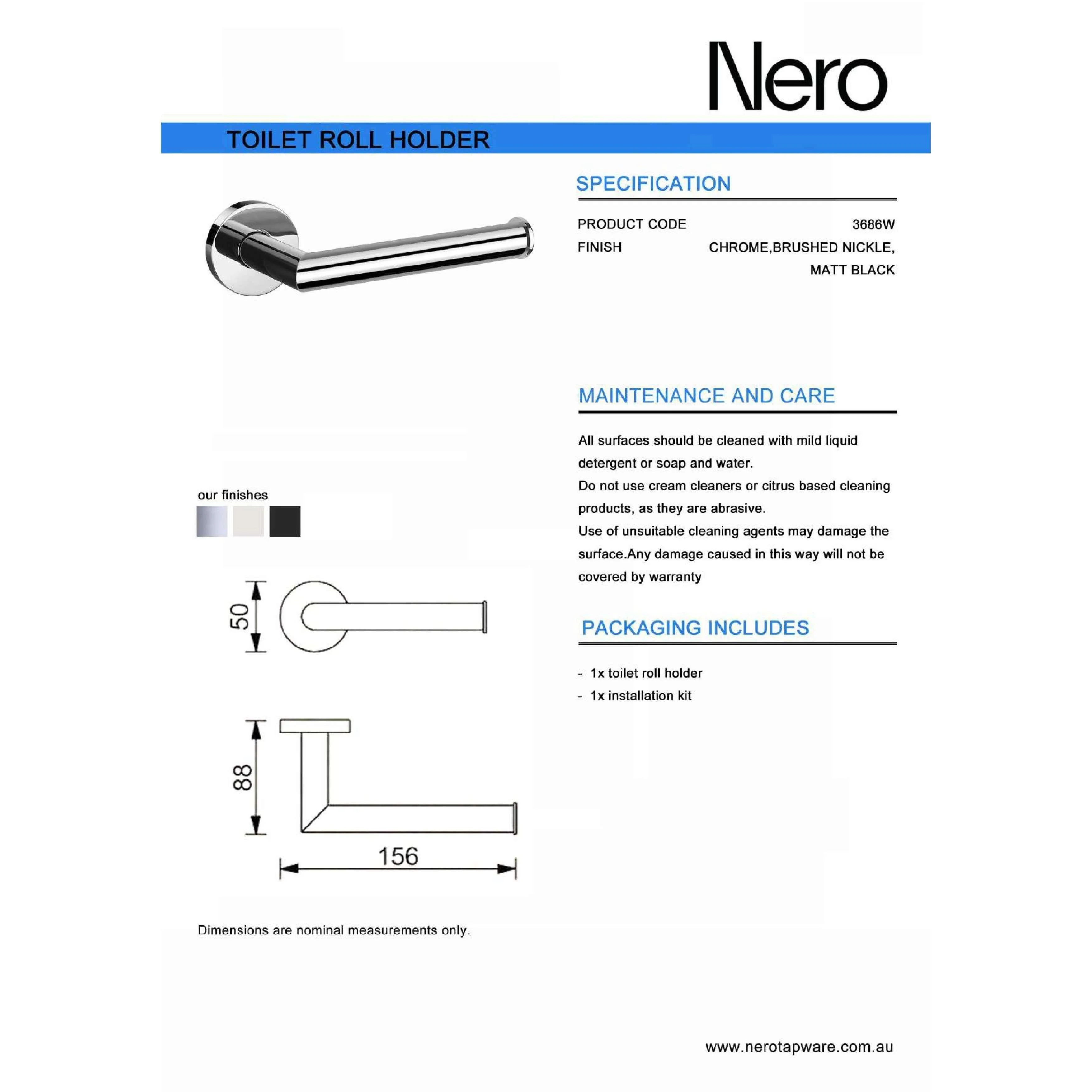 Nero Dolce Toilet Roll Holder Chrome - Image 8